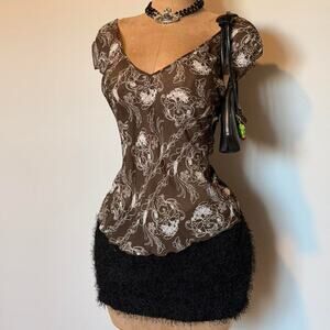 Katies brown sheer floral mesh